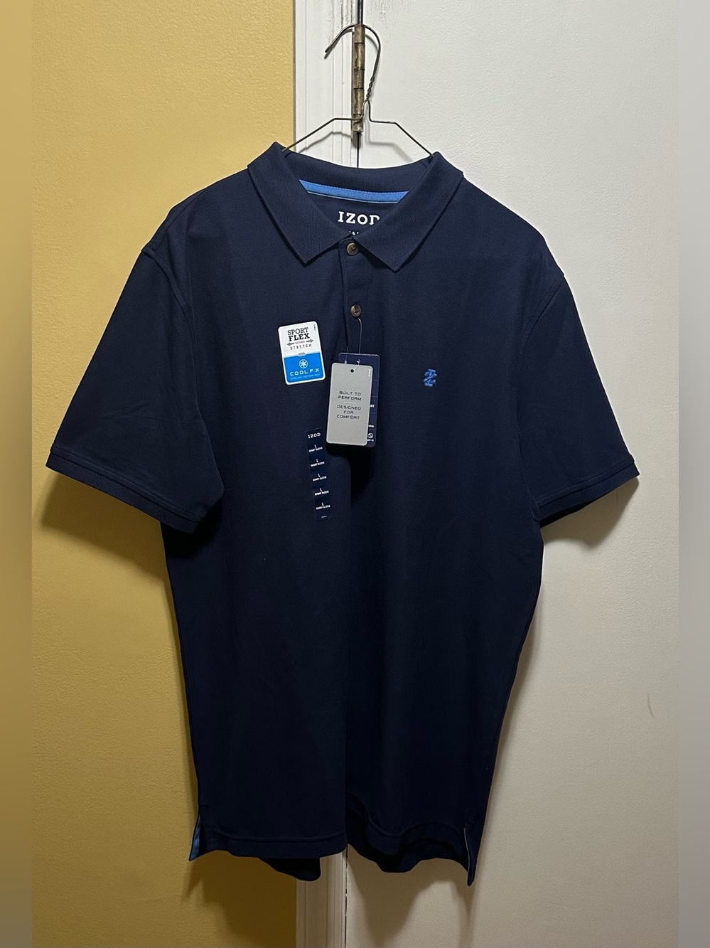IZOD NWT Men's Advantage Performance Stretch Navy Pique Polo Shirt(L)